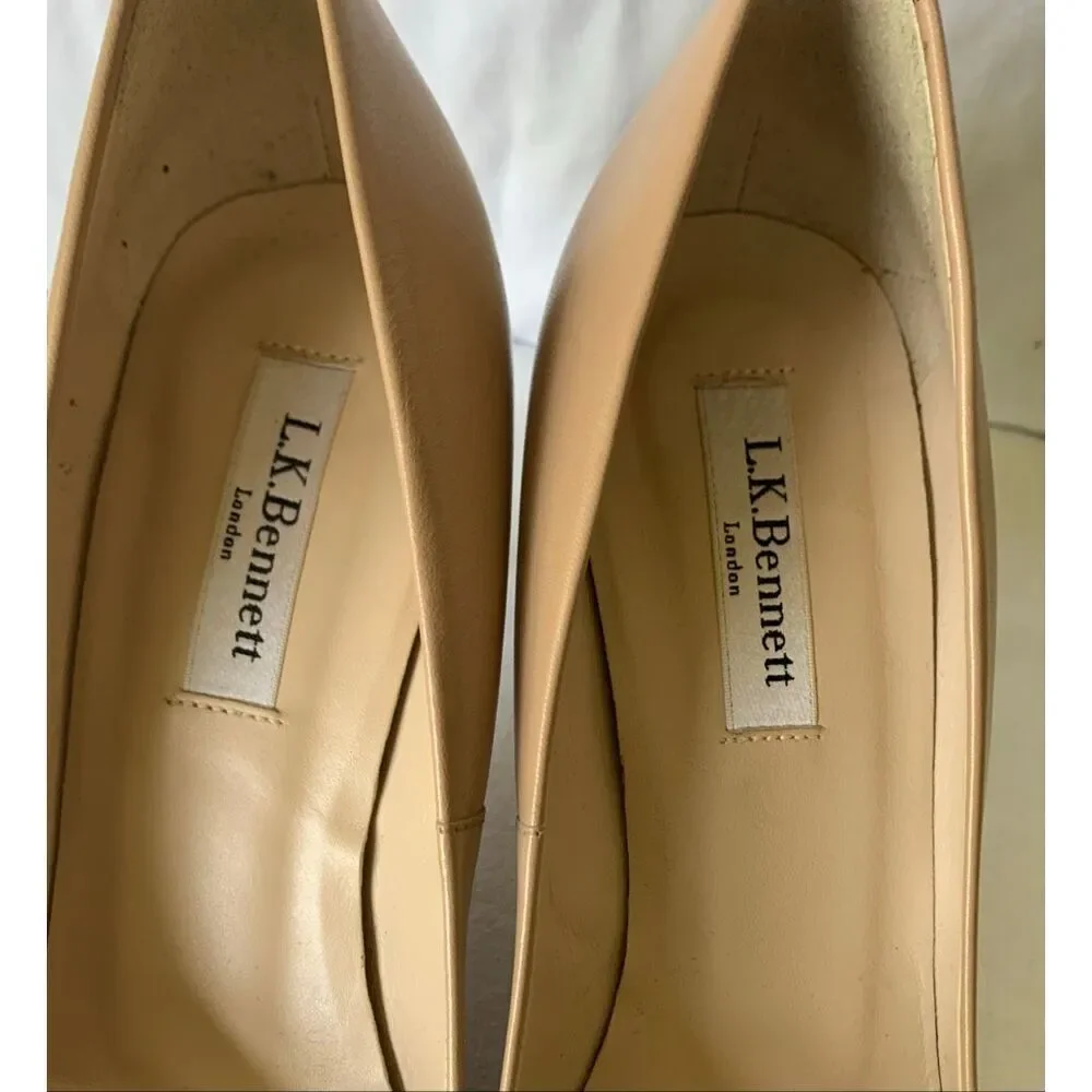 L.K. Bennett Roxy Trench black & tan Leather Heels Pumps Shoes sz 38